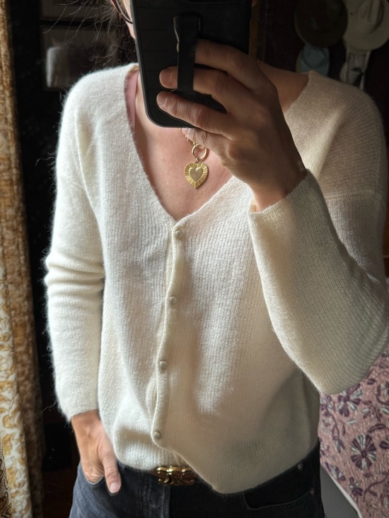 Sezane Sweaters - Sezane Cream V-Neck Button-Front Knit Cardigan